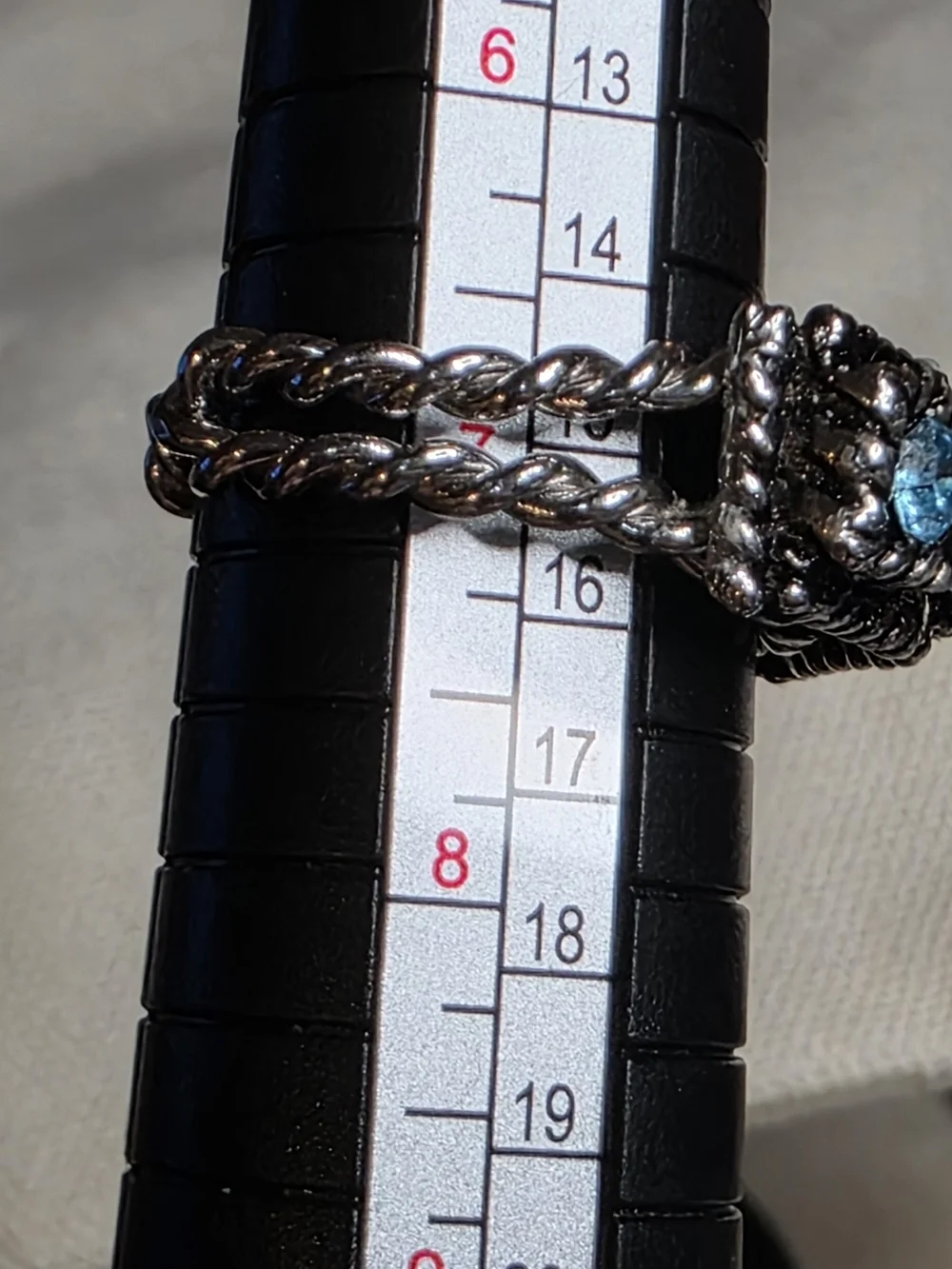 Vintage Swarovski Crystal Rope Band Blue Rhinestone Ring Size 7